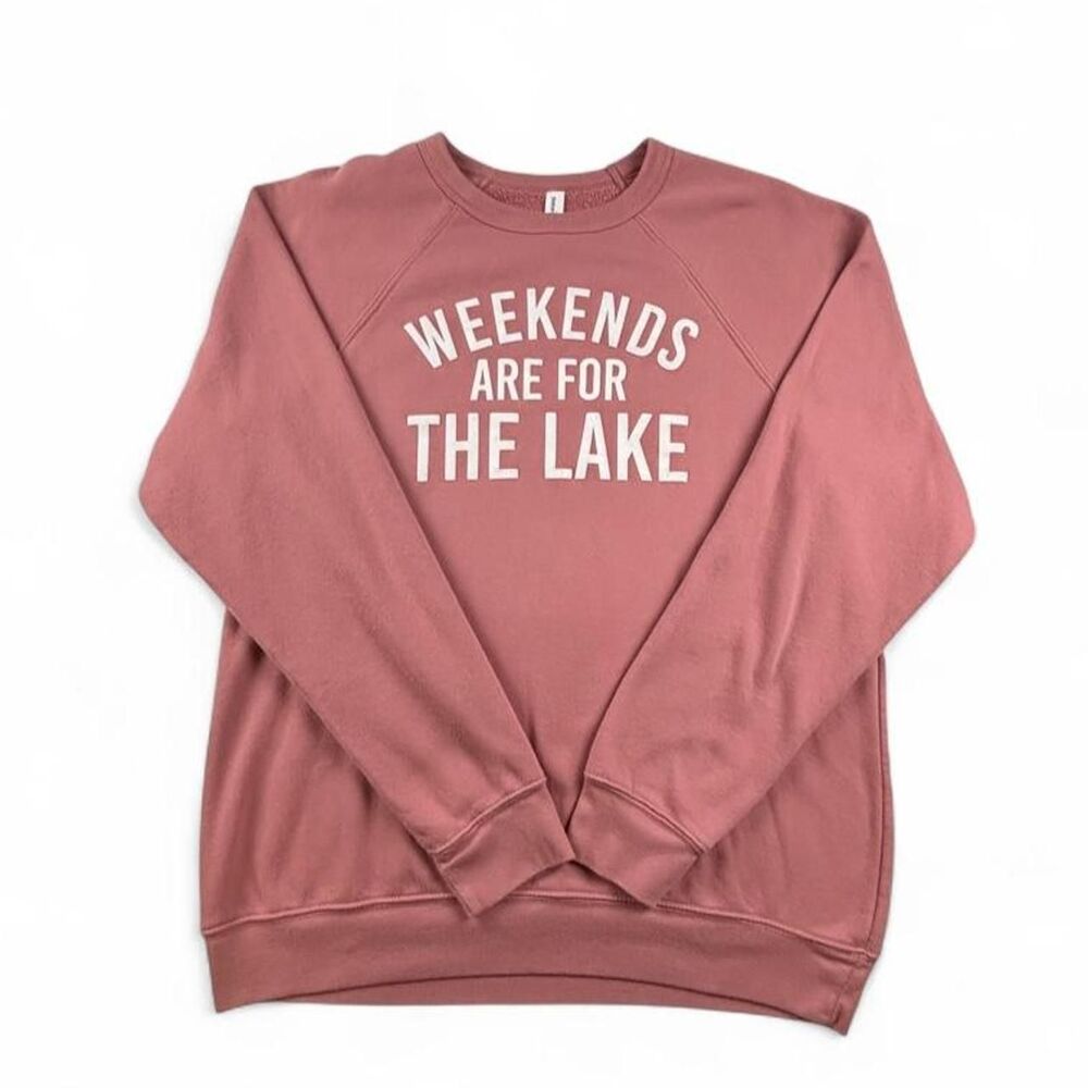 Bella + Canvas Weekends Are for the Lake Sweatshirt Rose Pink Women's XL